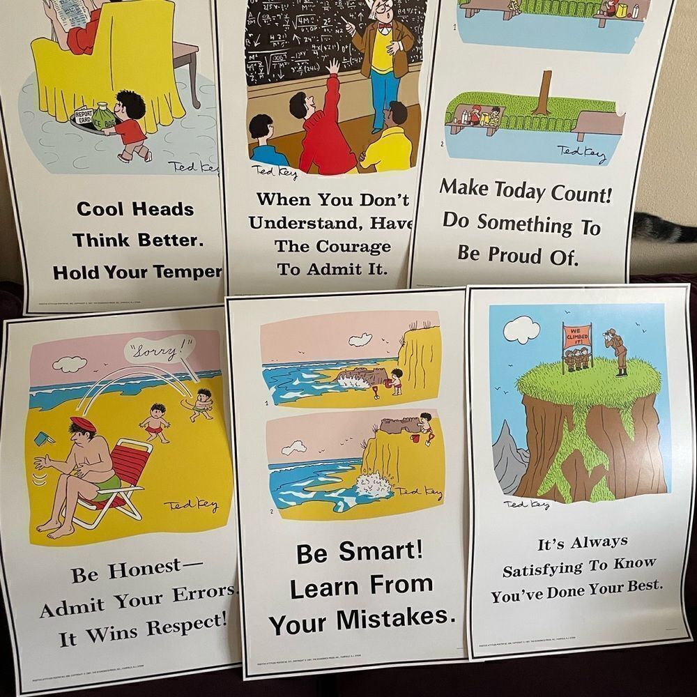 Positive Attitude 1980’s Posters Think Ahead Do The Right Thing set of 6!